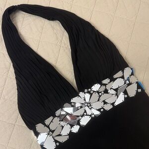 Cache Black Maxi Dress with Silver Accents